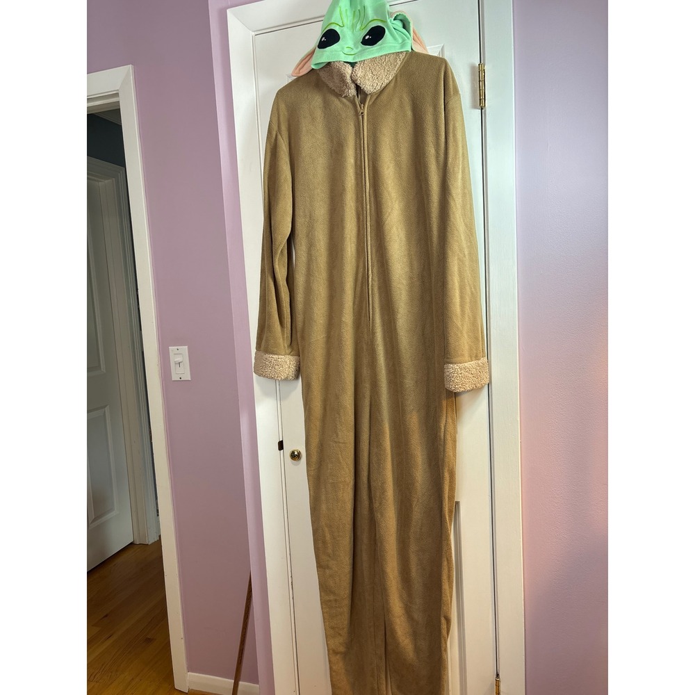 Star Wars Grogu Fleece all in one costume/ Pajamas Brown Green L/XL